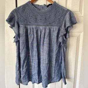 Vero Moda Lace Mock Neck Ruffle Sleeve Blouse Size Small